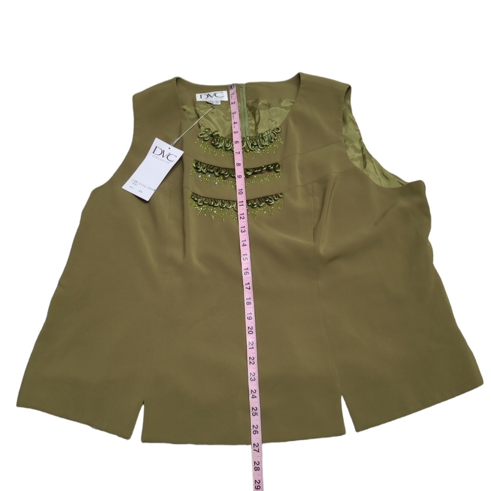 DVC EXCLUSIVE SHIRT WOMENS SIZE 24 GREEN SLEEVELESS BLOUSE BACK ZIP NEW - Picture 9 of 14